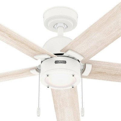 Hunter Fan 52 inch Matte White Ceiling Fan with Light and Pull Chain Indoor