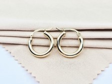 Beautiful Small 14K Karat Solid Yellow Gold Designer Hinged Hoop Earrings
