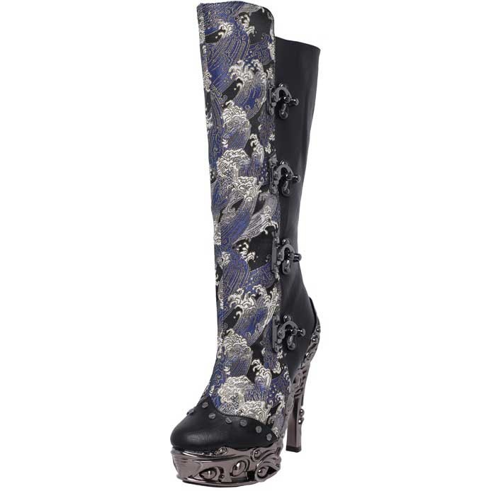 Hades ARIANNA Victorian Or Wave Steampunk Knee High Boots 6