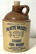 Vintage Platte Valley Straight Corn Whiskey Jug McCormick Ceramic Bottle