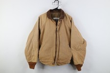 Vtg 90s Walls Mens Large Distressed Corduroy Collar Canvas Bomber Jacket Brown