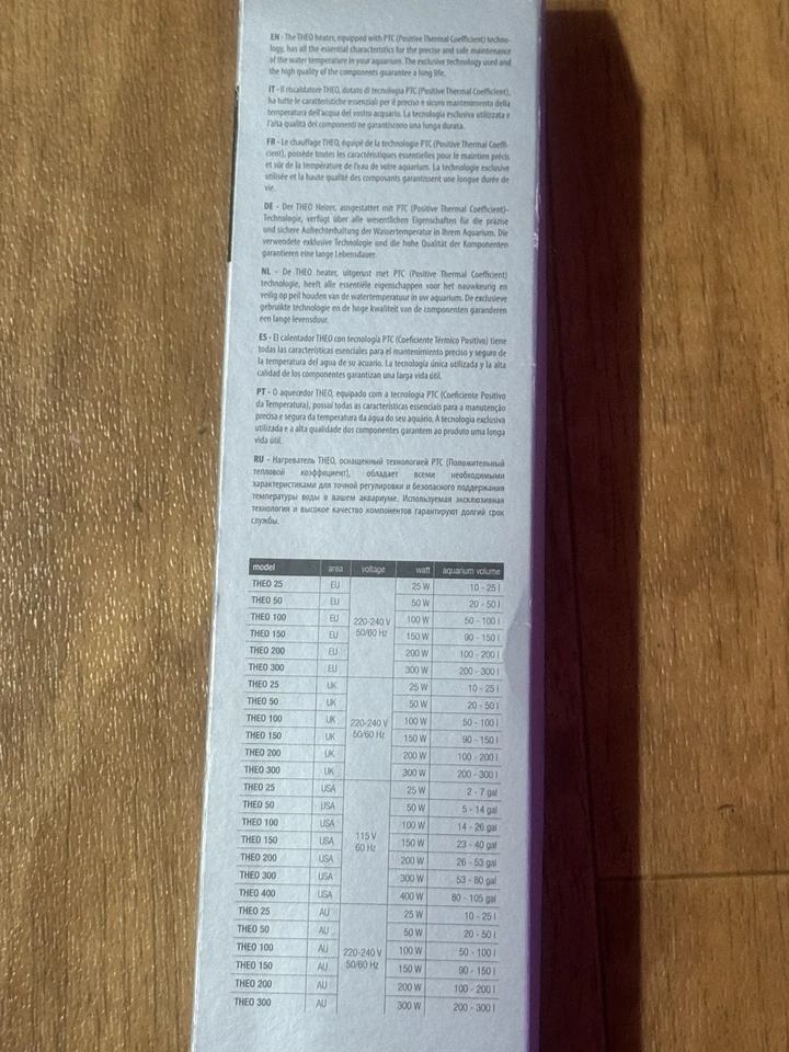 Hydor Theo 300W Vidrio Alta Resistencia Acuario Tortuga Tanque Calentador Peces Reptiles Foto 3 de 4