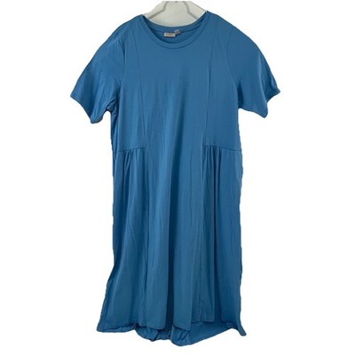 LOGO by Lori Goldstein Seamed Knit Midi Dress Women s XL Blue New 9778