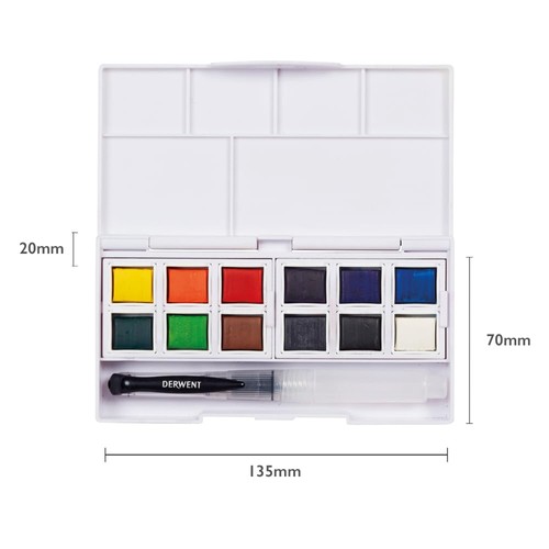 Watercolour Paint Pan 12 Set, Set of 12, Half Pan Size, Water-Soluble, - Picture 3 of 5