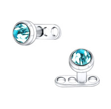 10 PCS 2mm Implant Grade Titanium 3-Hole Dermal Anchor  Flat AQUA CZ Flat Top