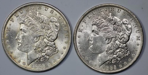 1885-O Morgan Silver $1 Dollars Brilliant UNC Lot of 2