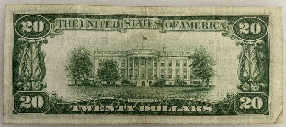 1929 $20 FEDERAL RESERVE BANK NOTE, E-RICHMOND VA, FR-1870E - VERY FINE & NICE! - Image 2 of 2