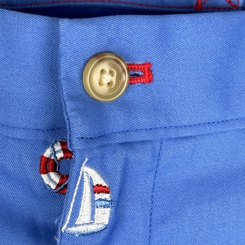 J. McLaughlin Shorts Mens 38 Blue Devon Embroidered Lightweight Sailboats NWT - Picture 5 of 14