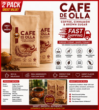 2PACK - CAFE De OLLA Cinnamon Brown Sugar Spiced Mexican Dark Roast Coffee 2.5lb