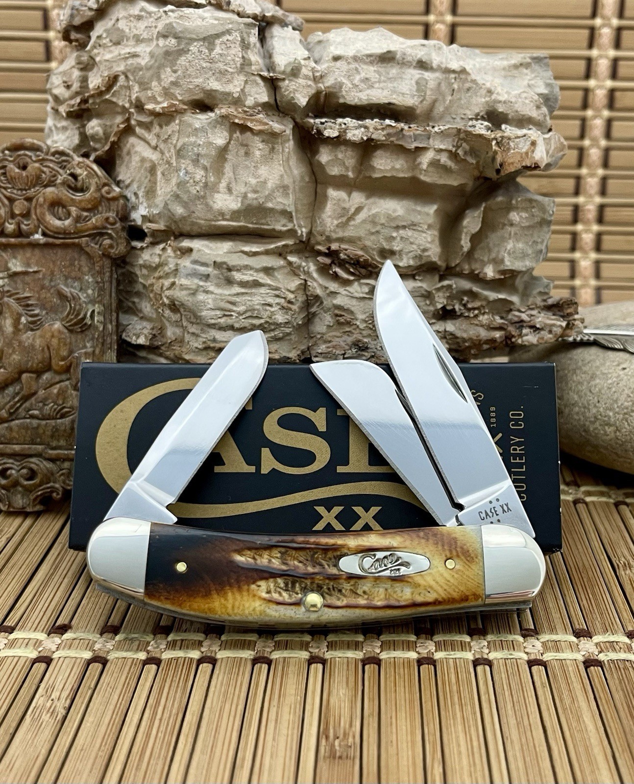 Case XX USA 6.5 Bone Stag 65313 Stainless Sowbelly Stockman Pocket Knife