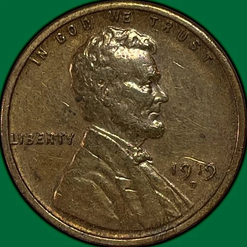 1919-D Lincoln Wheat Cent Extremely Fine XF Coin, Cleaned #35413