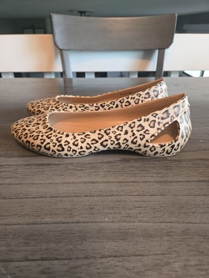 Crocs Kadee Womens 10 Leopard Animal Print Flat Floater Slip On Shoes Waterproof