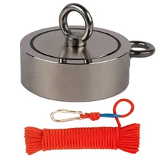 500 - 1300Lbs Pull Force Double Sided Strong Fishing Magnet Kit Rope Carabiner