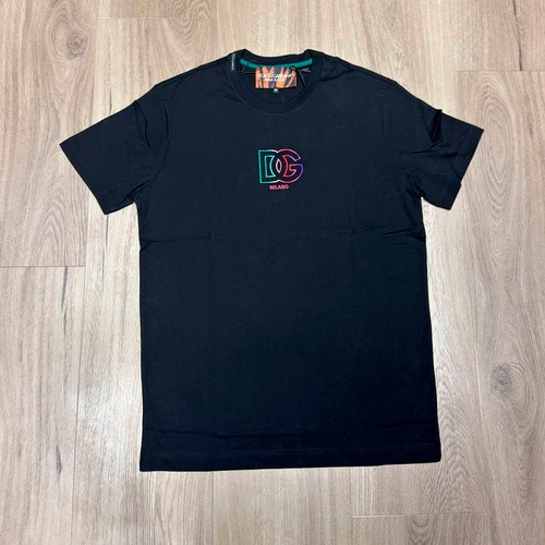 Dolce & Gabbana DG Milano Logo Embroidered T-Shirt Short Sleeve Black Color Men