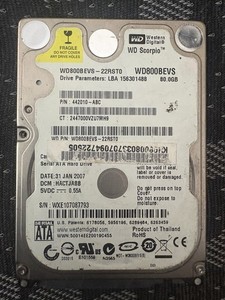 Western Digital Scorpio 80GB 2.5" SATA Hard Drive - WD800BEVS-60LAT0 - TESTED