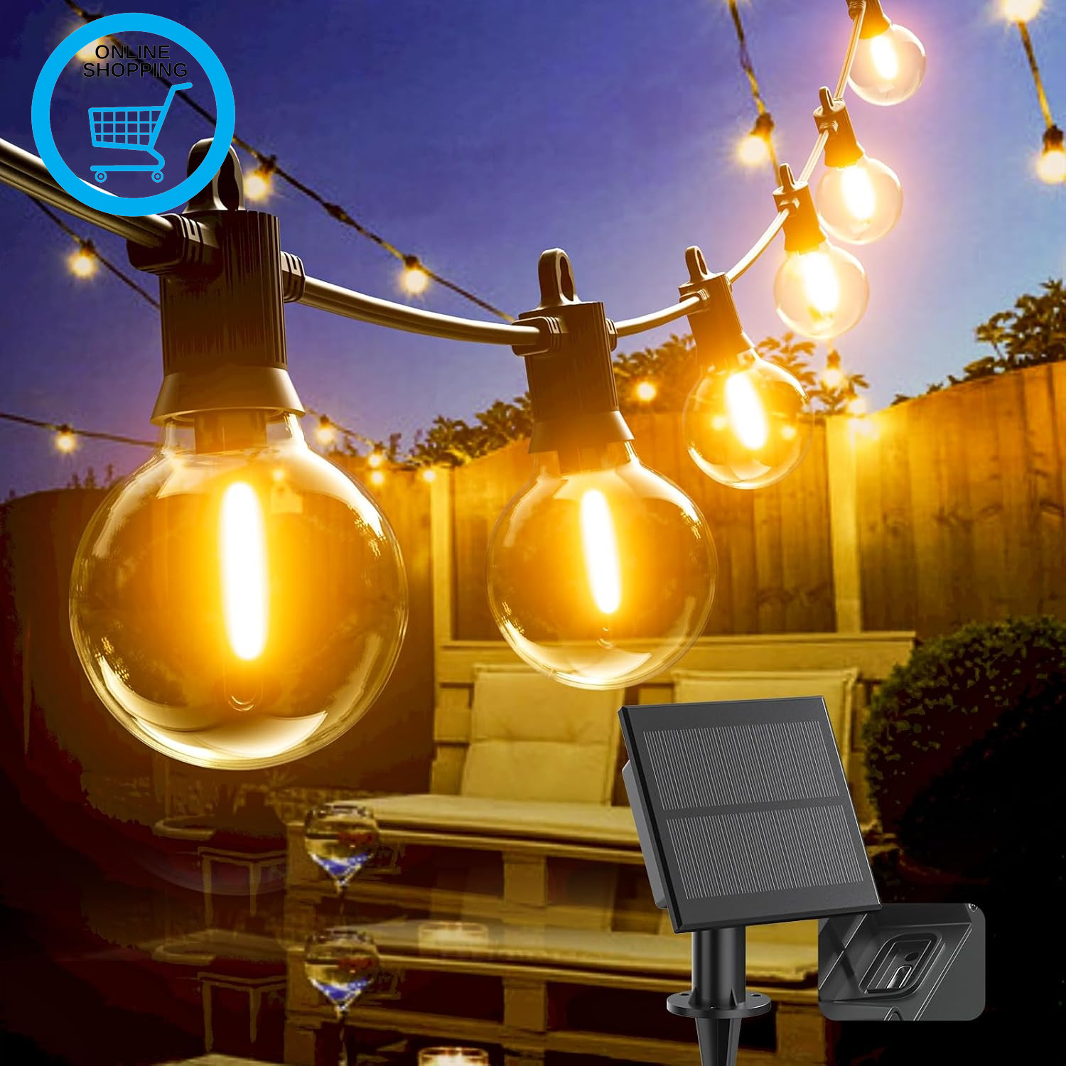 Solar Festoon Lights Outdoor with USB Charge, IP65 Garden Lights 10M | Outdoor S