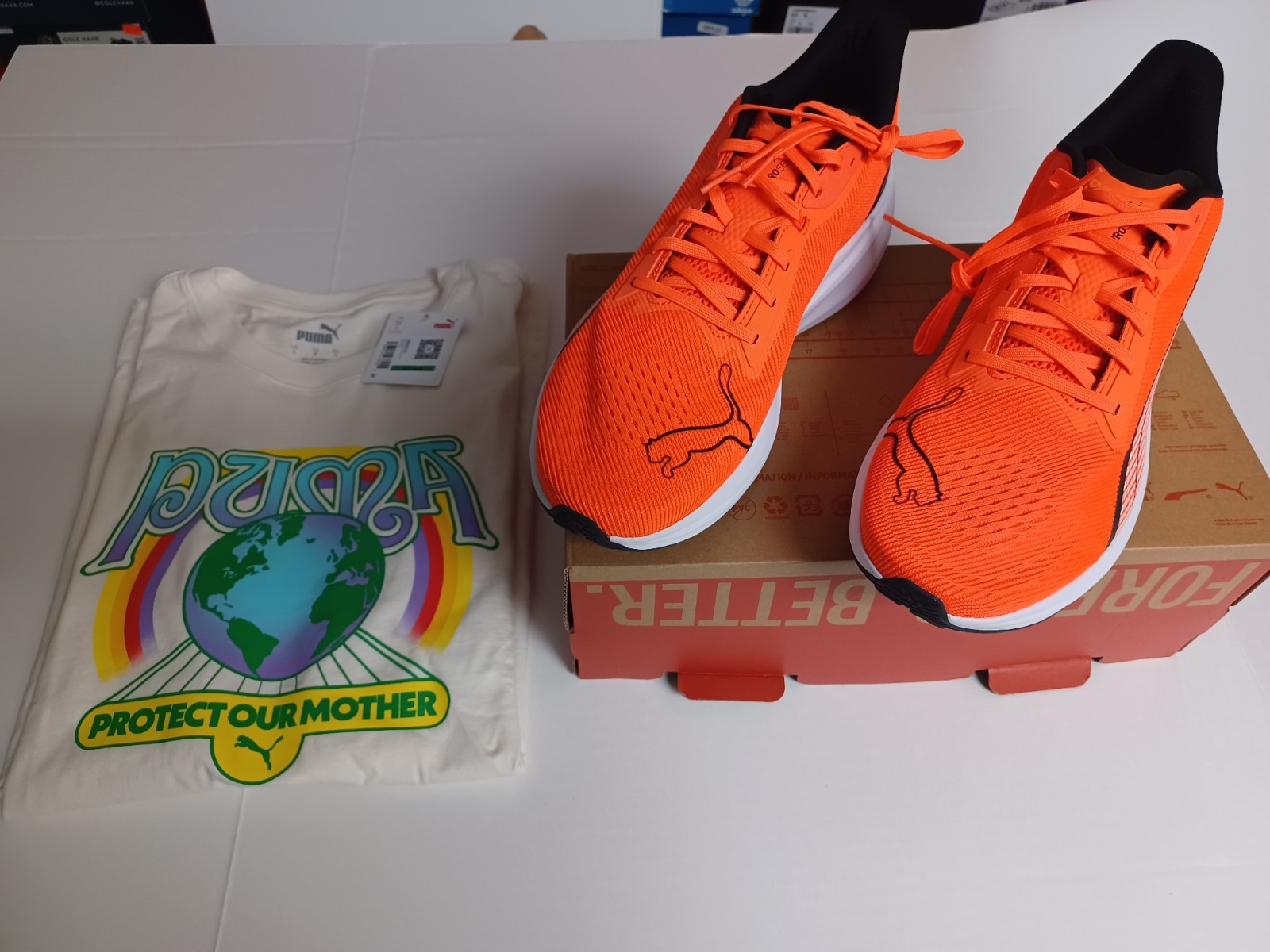 Puma Darter Pro Running Shoe (Sz 11.5) & Earth Day Tee (Sz Lg). Brand New. Mens