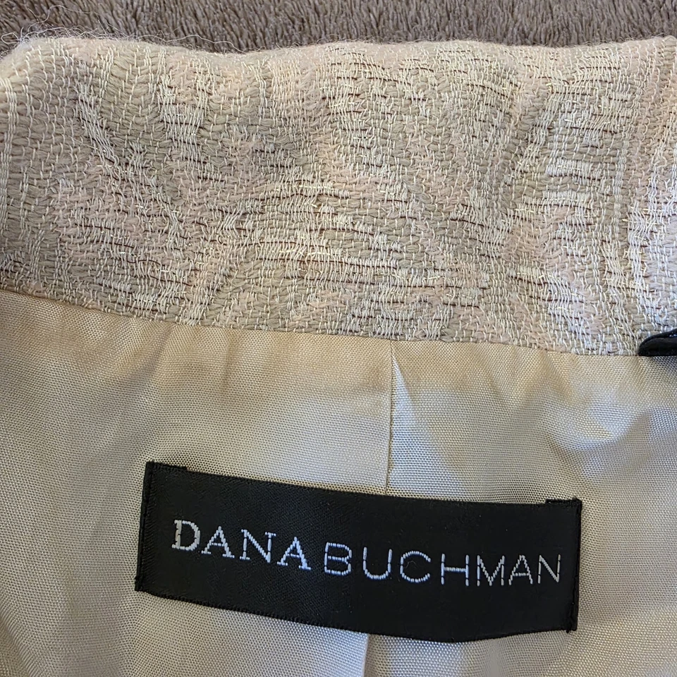 Dana Buchman Blazer Jacket Womens 16 Wool Cotton Alpaca Blend Textured Beige - Image 4 of 4
