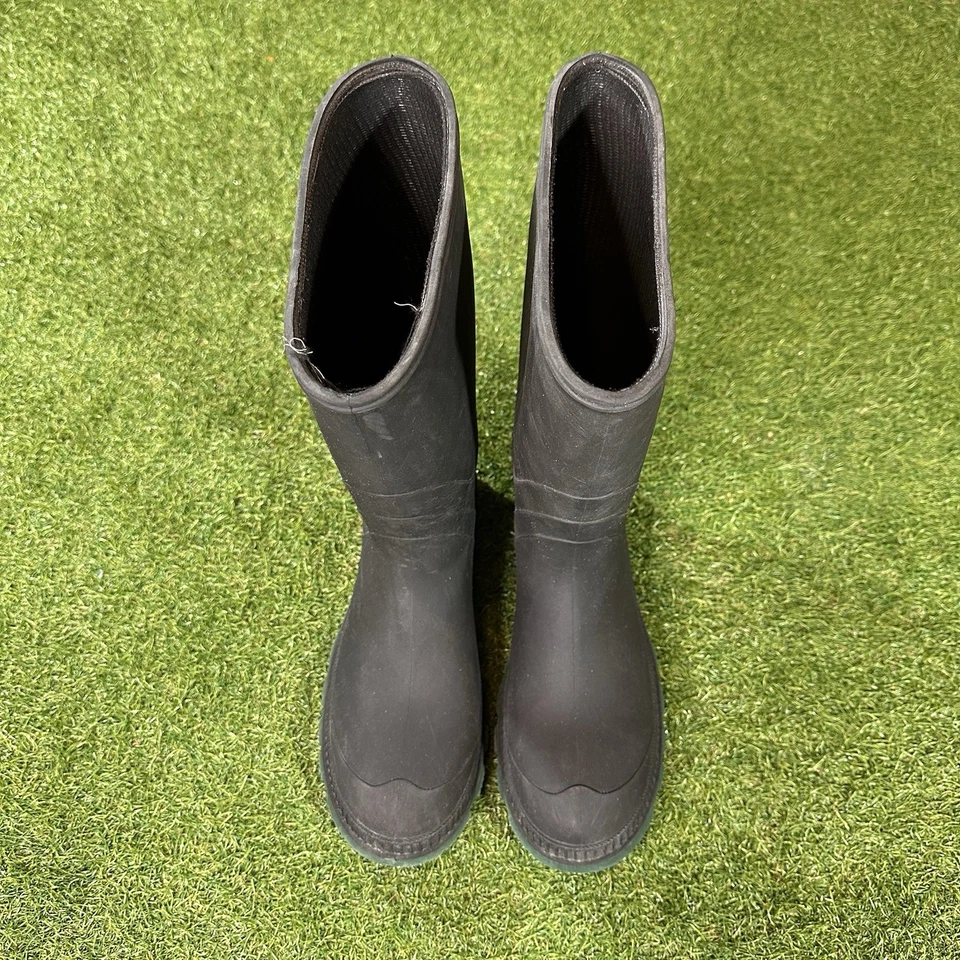 Mujeres Botas de Lluvia Media Pantorrilla Exterior Impermeables Negro/Verde Talla 11 Foto 4 de 4