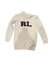Polo Ralph Lauren Girls Intarsia Turtleneck Sweater In Andover Cream Size XL