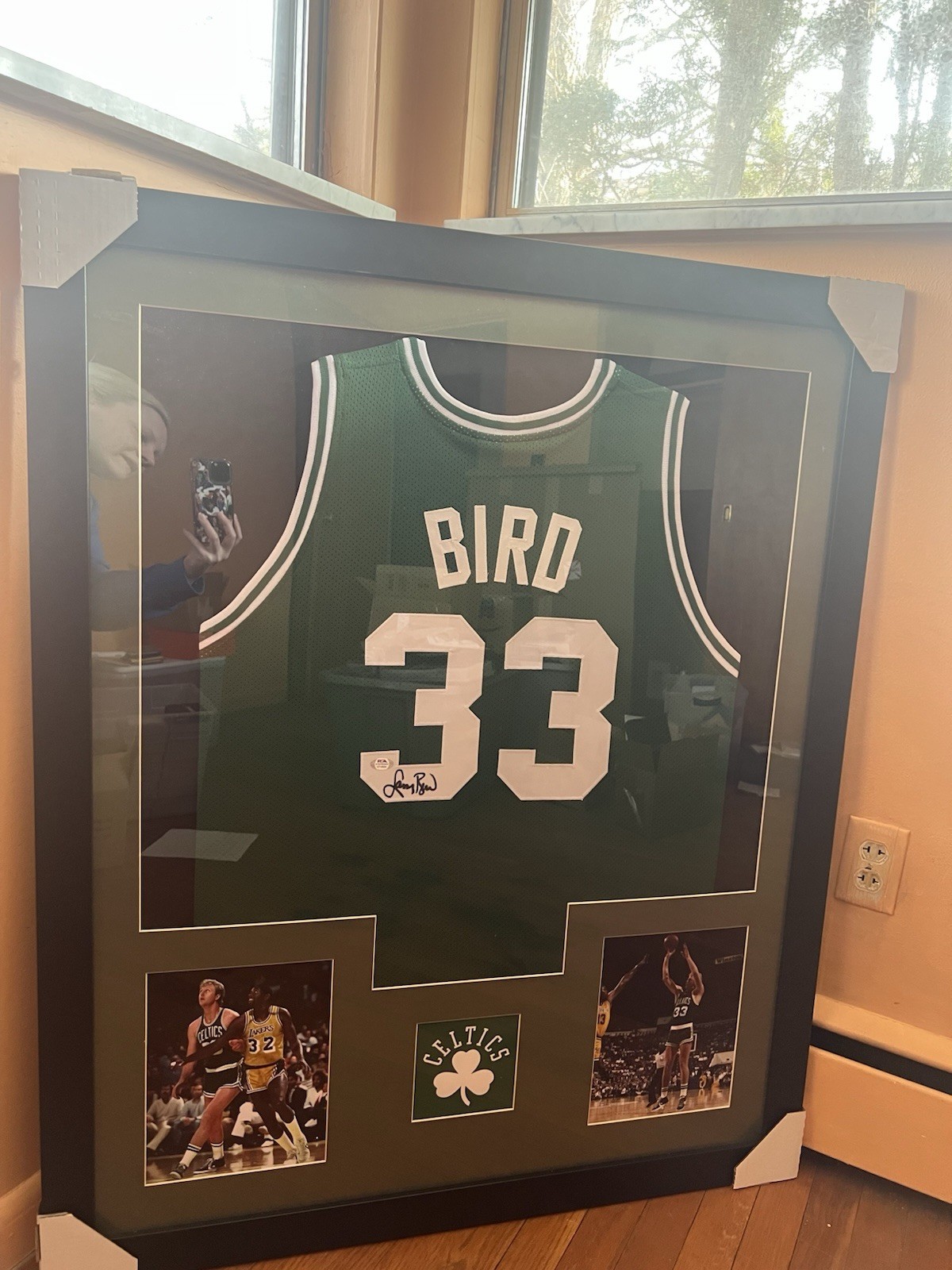 Larry Bird Boston Celtics Autographed Jersey Framed Photos PSA/DNA