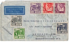1938 Loeboek Pakam Netherlands Indies Airmail Cover to Leipzig Germany