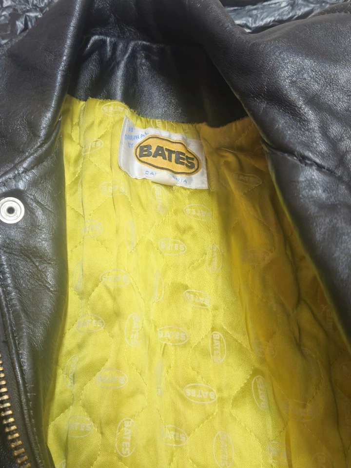 Chaqueta de moto de cuero negra vintage Bates, talla 38M8 Foto 4 de 4