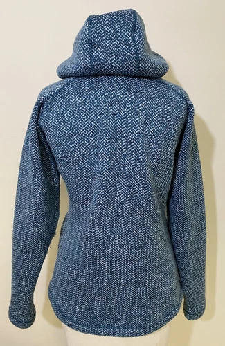 Rab Womens S Amy Hoody Full Zip Jacket Fleece Hood Outdoor Teal Blue Herringbone