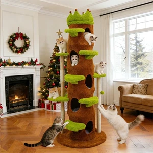 73.62” Tall Cat Tree Crown Perch Cat Activité Tour Jouer Maison Scratching Post