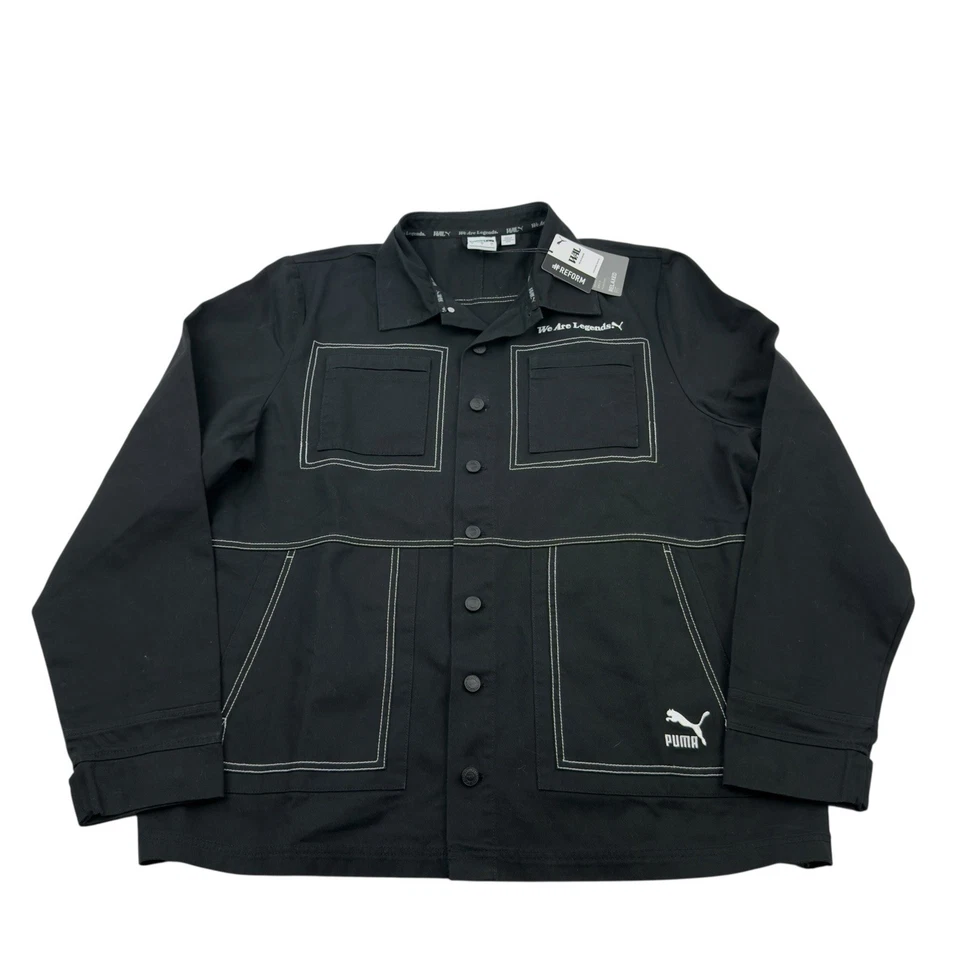 PUMA x WAL We Are Legends Black Denim Cotton Shirt Jacket Shacket Mens Large NWT - Image 2 of 4