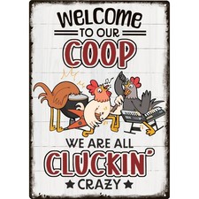 Welcome To Our Coop Funny Chicken Sign-Funny Metal Chicken Tin Sign for Home Far