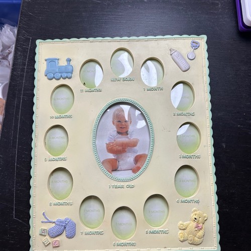 Vintage Baby My First Year Photo Frame 12 Month Milestone Pastel Nursery Decor