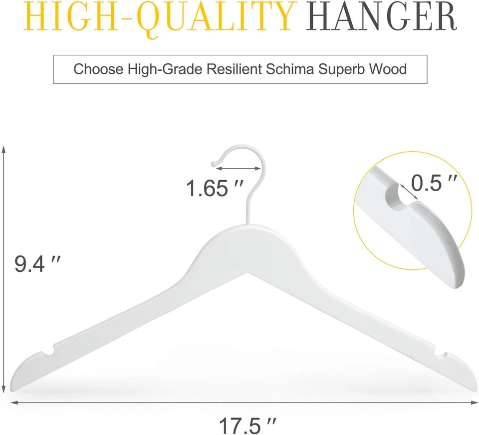 TOPIA HANGER Perchas de Madera Paquete de 18, Percha de Novia Premium para Vestido de Novia, Blanco Foto 2 de 4