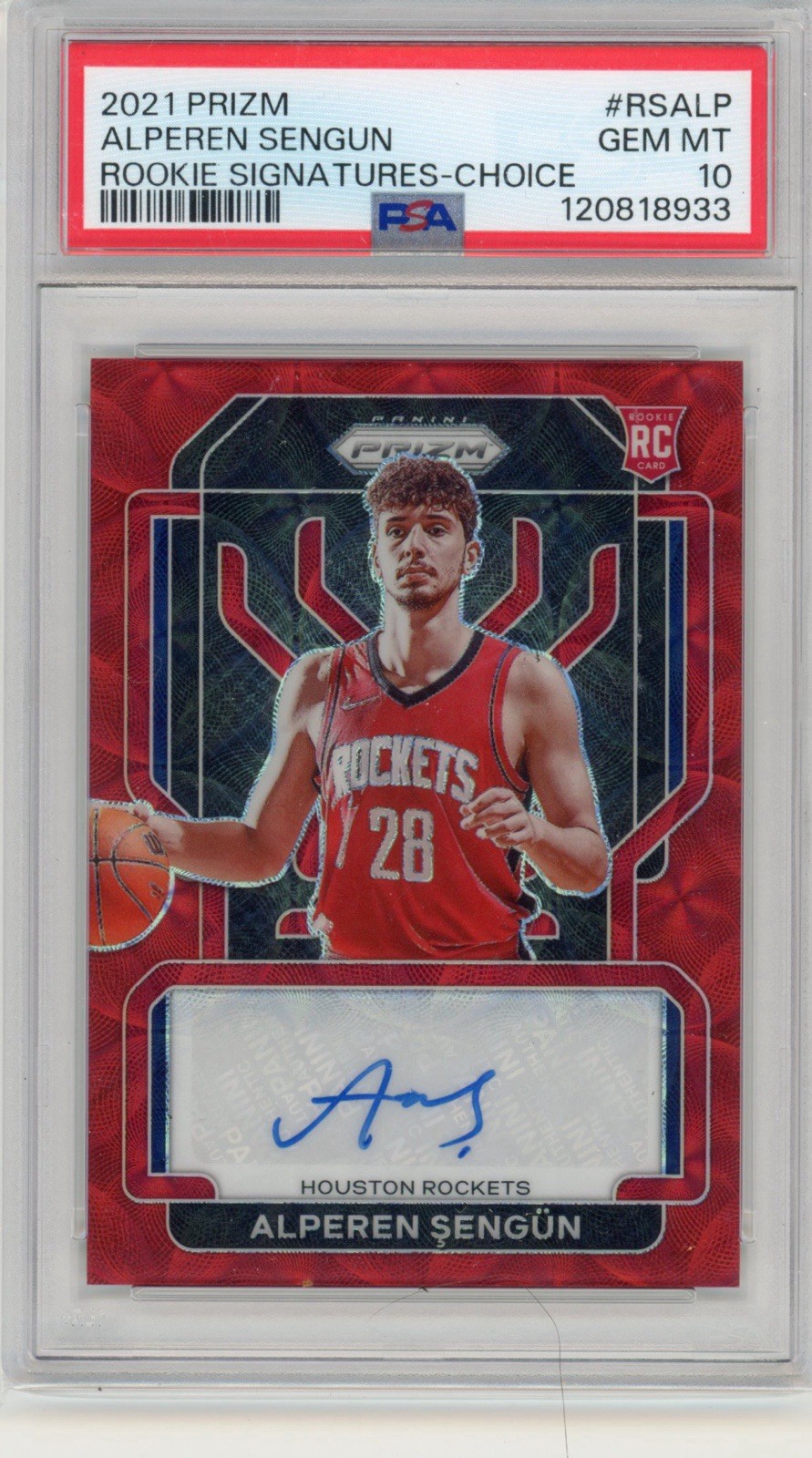 2021-22 Panini Prizm Choice Red Alperen Sengun Auto Rookie Signatures Red PSA 10