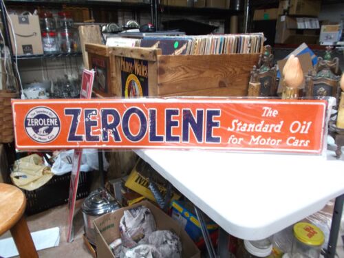 36" Gas & Oil Advertising Metal Street Signs - Texaco Zerolene Standard Station
