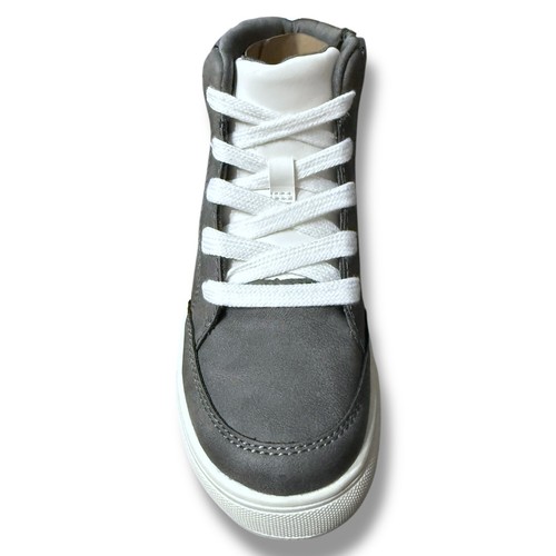 NIB Reaction Kenneth Cole Aaron Dutton High Top Sneakers Side Zip Gray Kids Sz 1 - Picture 7 of 10