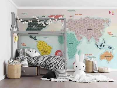 3D Colors World Map Wallpaper Wall Murals Removable Wallpaper 44