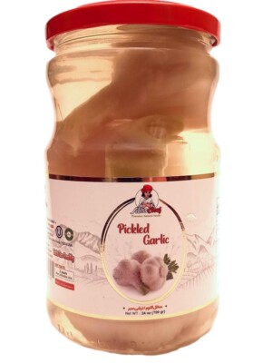 Pickled Garlic Whole in Brine, Crispy and Fresh, 1 Glass Jar 24oz (700g)
