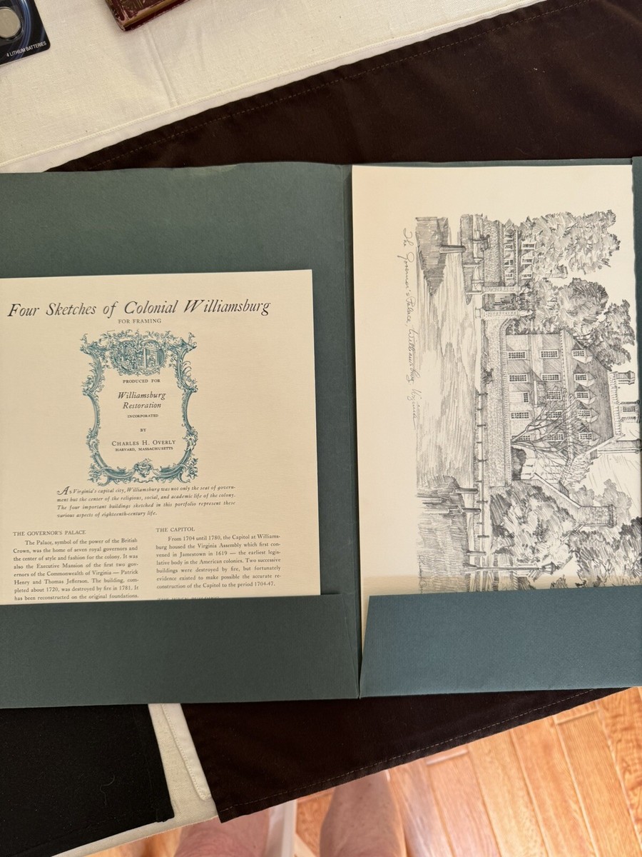 Four Sketches Of COLONIAL WILLIAMSBURG, by Charles H. Overly | eBay