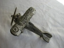 Antique AC Williams 4 1/2" Cast Iron Silver UX99 Military Aircraft Airplane VG