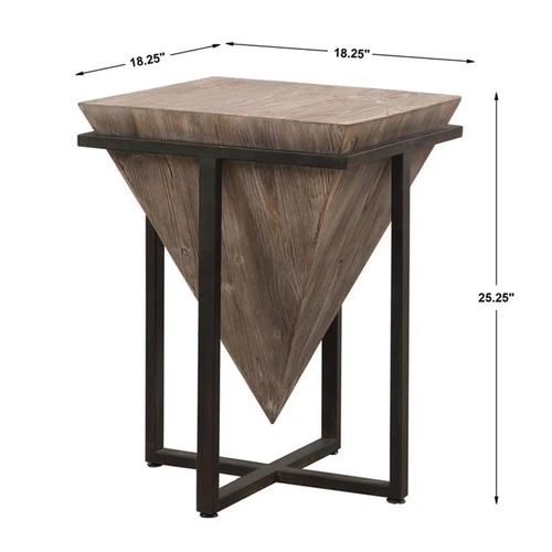 Uttermost Bertrand Iron and Wood Accent End Table in Gray Wash and Aged Black - Picture 8 of 8