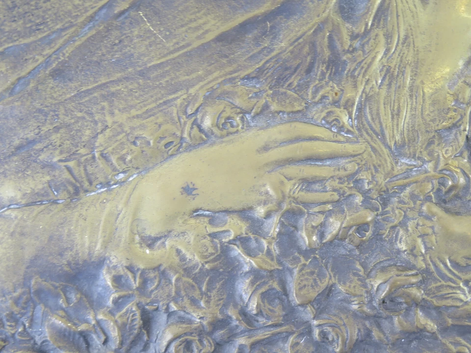 SCULTURA ANTICA IN BRONZO BASSORILIEVO ART NOUVEAU STILE LIBERTY PLACCA SF - Immagine 4 di 4