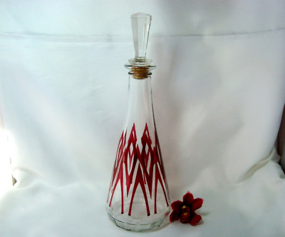 Glas Karaffe Likör Glas VMC Reims Design Handwerk 1970er Flasche / ci 536