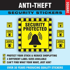 Shop Security Protected Stickers Sticky Swing Tag Labels Seals -  4 Sizes