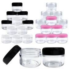 6 Jars  1oz/30G/30ML Round Top Plastic Makeup Cosmetic Sample Jar Containers