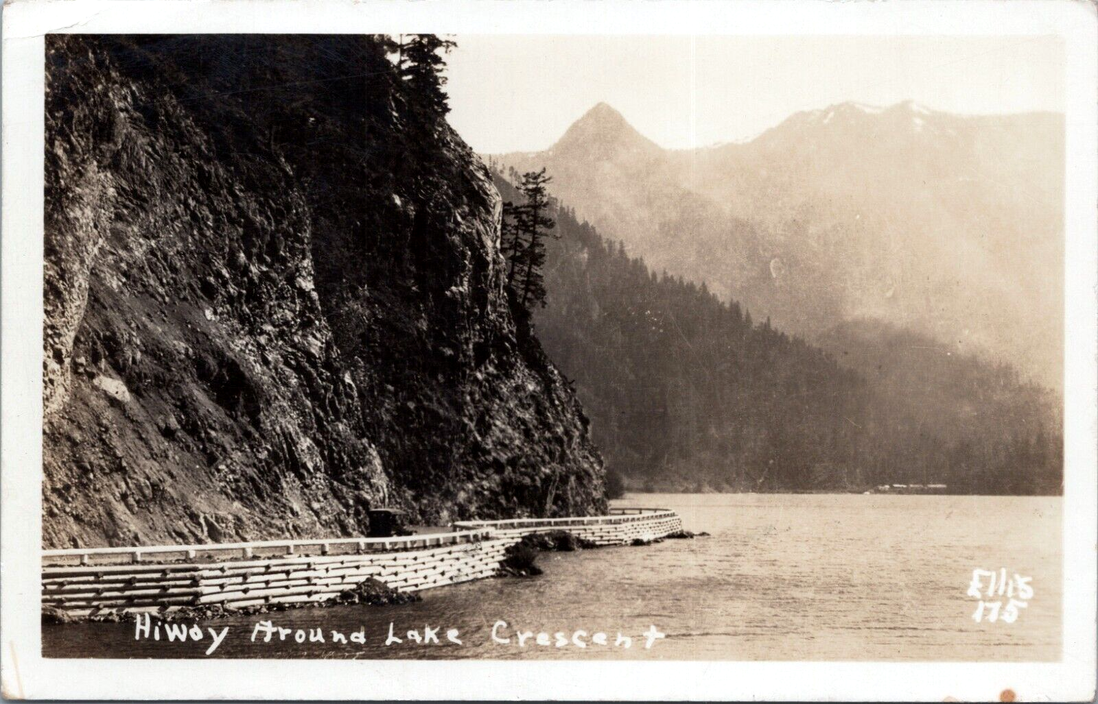 RPPC c20's Car Lake Crescent WA Hwy Lodge Buildings Ellis Photo Olympic
