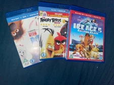 Set 3xBlue-Ray/DVD Disc Movies Kids Animation