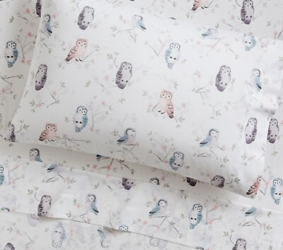 NEW Pottery Barn Kids Elinor Owl Organic Full 4pc Sheet Set, Birds