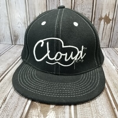 Cloud Vapez Clique Snapback Hat Flat Brim Cap Black Embroidered White Sample