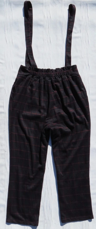 HARLYN Anthropologie Mujer EE. UU. 8 M Azul Marino Tartán Cuadros Pantalones Tirantes Pantalones Foto 2 de 4